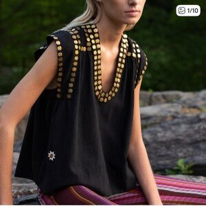 NWT Alix Of Bohemia Nehru Copper Coin Top Medium